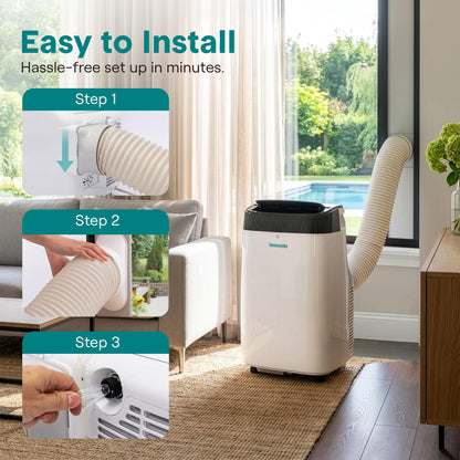 SereneLife Portable Electric Air Conditioner Unit-900W 8000 BTU Power Plug-in AC Cold Indoor Room Conditioning System with Cooler, Dehumidifier, Fan, Exhaust Hose, Window Seal, Wheels, Remote (SLPAC8) - Available at All In One Marketplace Canada