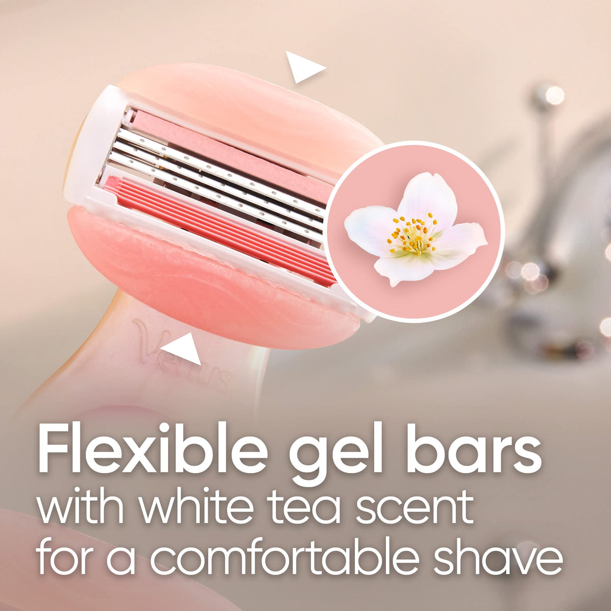 Gillette Venus Mini On The Go 1 Women's Razor Handle with 3 ComfortGlide White Tea Scent Blade Refills + 1 Travel Case, 1 Pack (Count of 5)