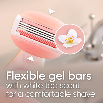 Gillette Venus Mini On The Go 1 Women's Razor Handle with 3 ComfortGlide White Tea Scent Blade Refills + 1 Travel Case, 1 Pack (Count of 5)