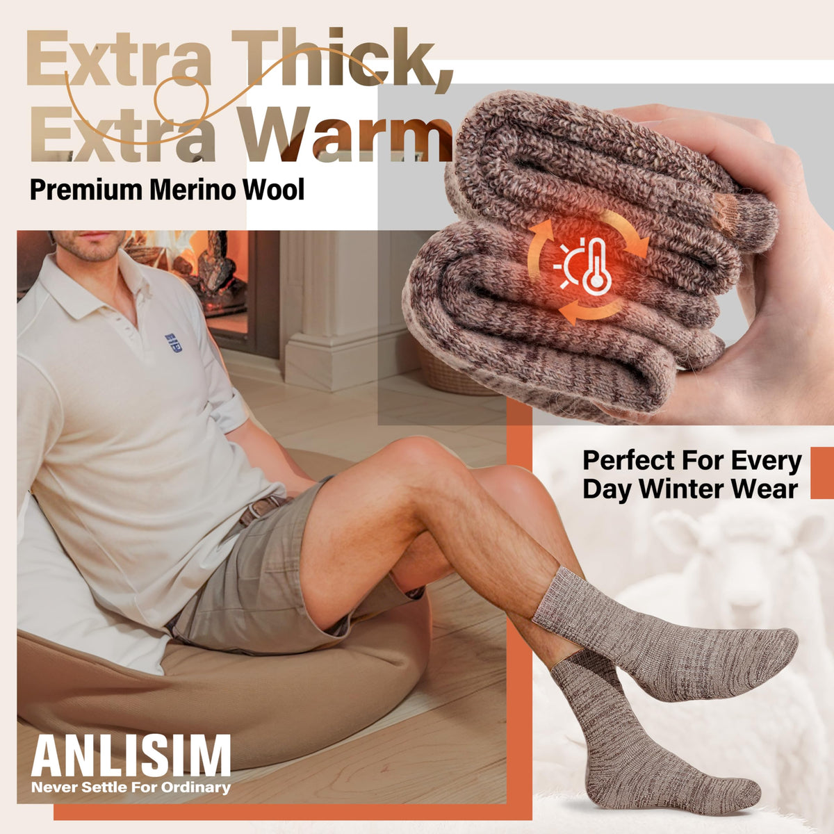 Anlisim Merino Wool Hiking Socks, Boot Crew Work Socks for Women Men 🍁 All In One Marketplace Canada