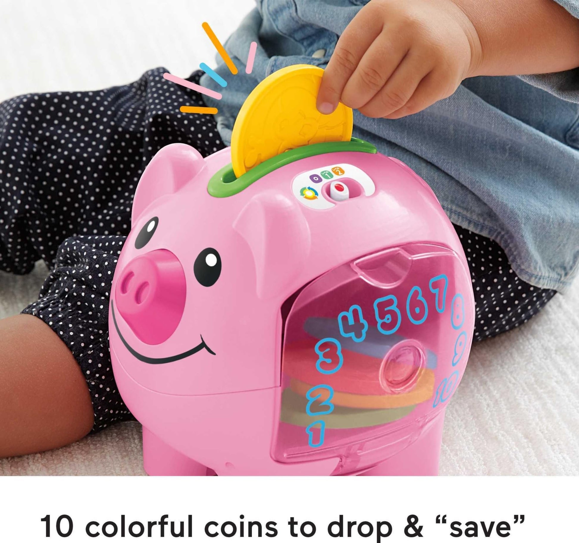 Fisher-Price Baby & Toddler Toy Laugh & Learn Smart Stages Piggy Bank with Educational Songs & Phrases for Infants Ages 6+ Months Fisher-Price