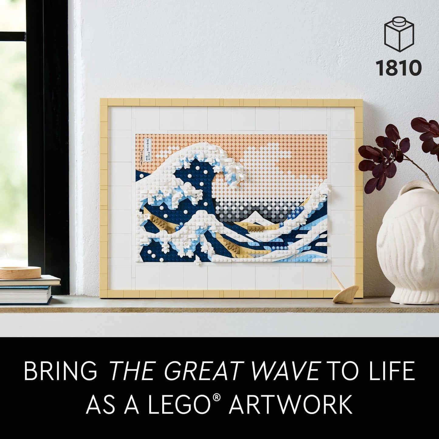 LEGO Art Hokusai – The Great Wave, 3D Japanese Wall Art, Framed Ocean Canvas Picture for Home or Office Décor, Creative DIY Activity, Arts & Crafts Kit, Hobbies for Adults, 31208 LEGO