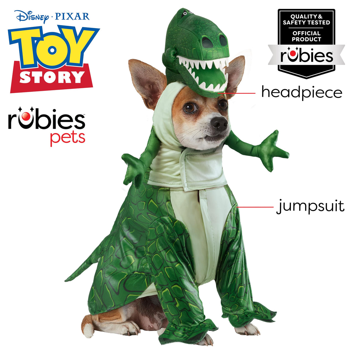 Déguisement Disney Toy Story pour animal de compagnie Rubies, Rex, très grand pour fêtes à thème et Halloween
