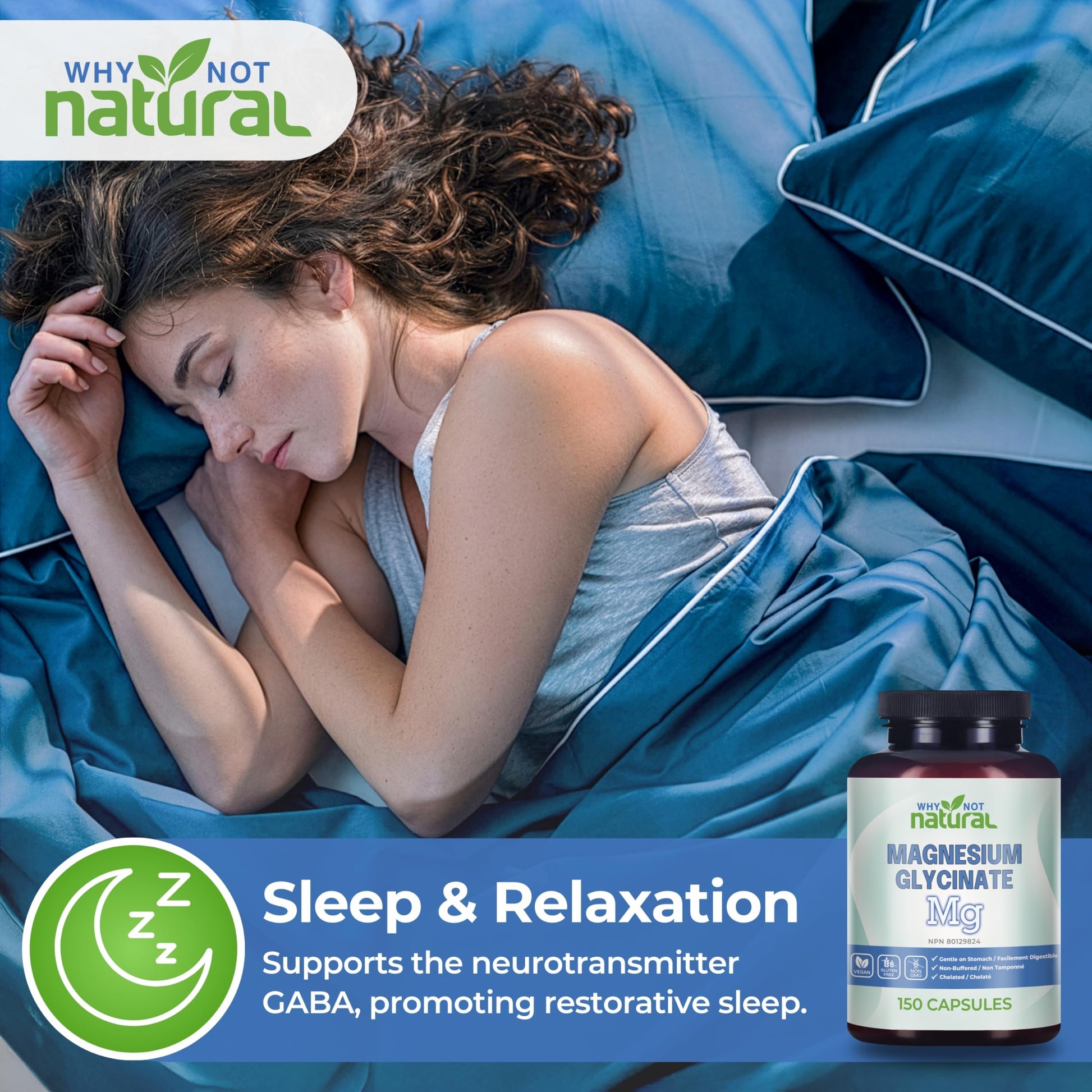 Magnesium Glycinate Capsules Supplement - Vegan, No Filler - Supports Sleep and Relaxation - Available at All In One Marketplace Canada