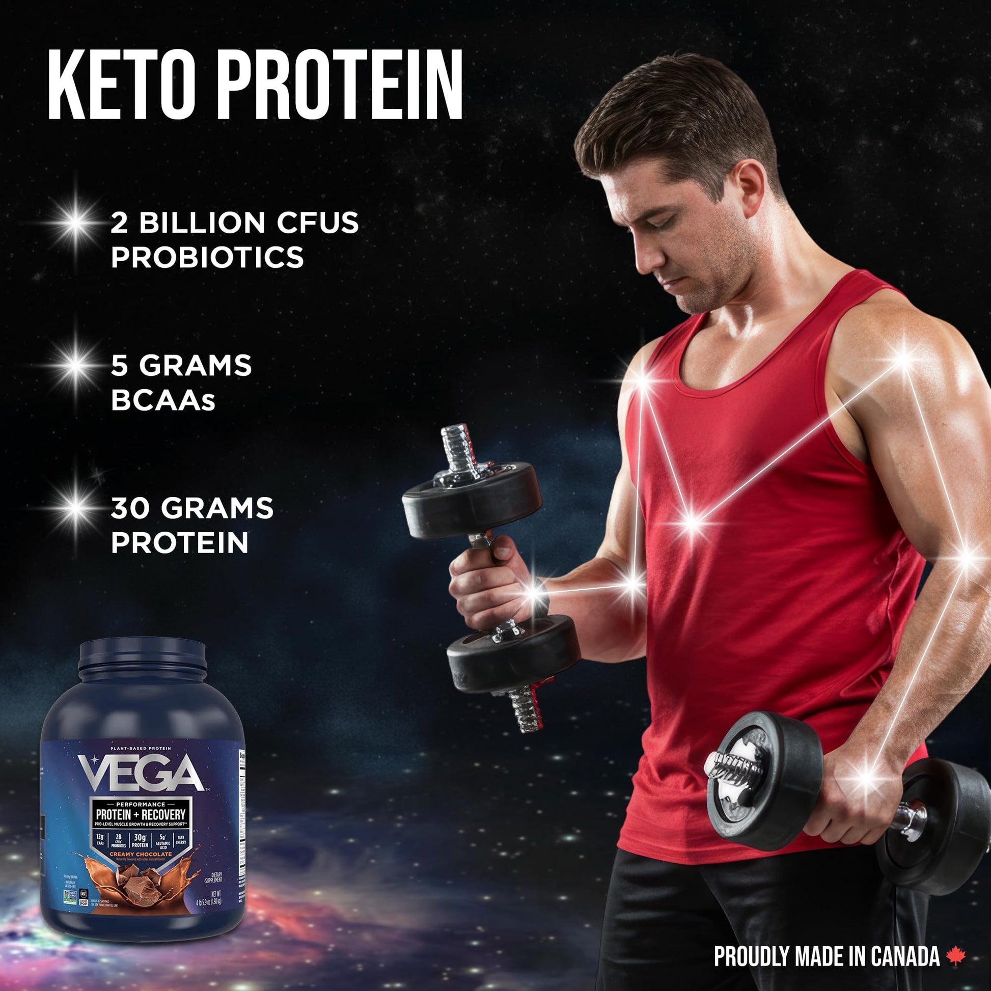 Vega Protein + Recovery, Chocolate – 30g Vegan Protein, Dairy & Gluten Free, Probiotics, NSF Certified, 1.98 kg (45 Servings)