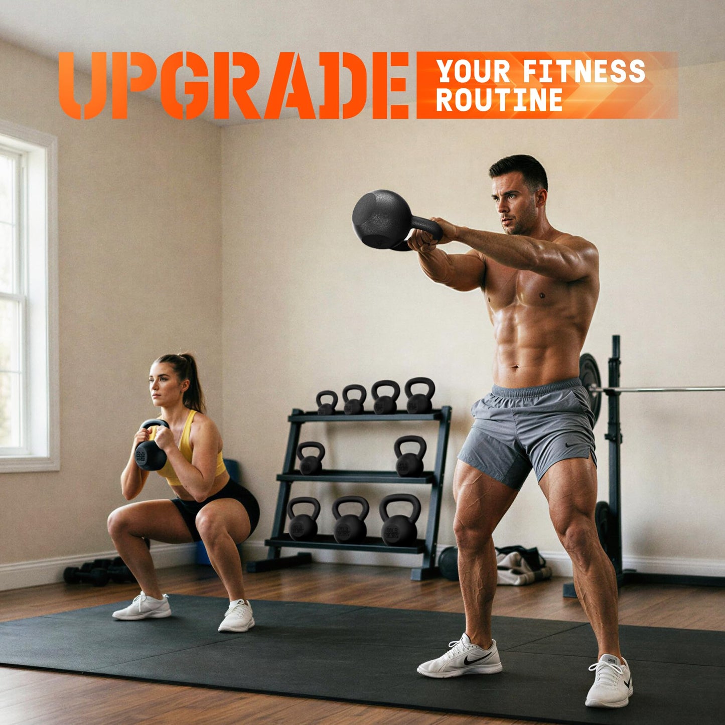 Yes4All Solid Cast Iron Kettlebell Weights Set – Great for Full Body Workout and Strength Training – Kettlebell 25 lbs (Black)