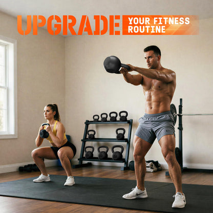 Yes4All Solid Cast Iron Kettlebell Weights Set – Great for Full Body Workout and Strength Training – Kettlebell 25 lbs (Black)