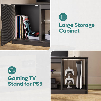 Bestier 57 inch TV Stand for 65 Inch TV, Black Entertainment Center Bestier