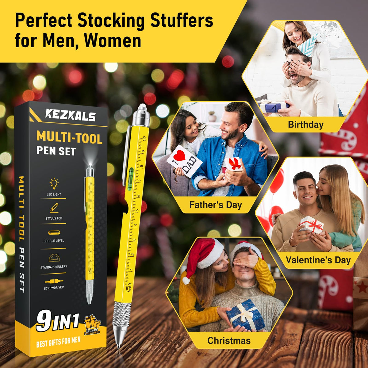 KEZKALS Gifts for Men, 9 in 1 Multitool Pen, Stocking Stuffers for Men 🍁 All In One Marketplace Canada
