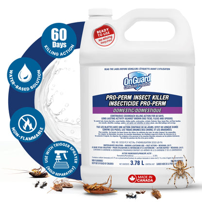 OnGuard Pro-Perm Insect Killer 3.78L | Bed Bug Spray | Fast Action, Residual (24/7), Non-Flammable, Water-Based Solution | 0.35% Permethrin | Ants, Bedbugs, Spiders, Cockroaches, Ticks, Fleas