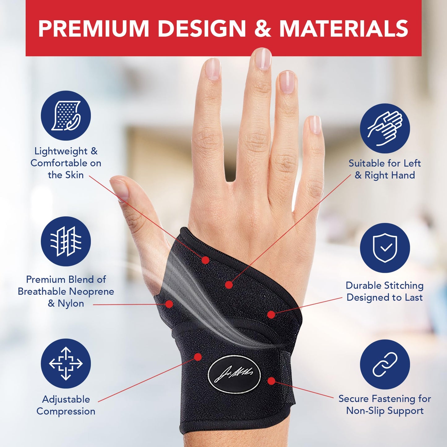 Doctor Developed Premium Copper Lined Wrist Support/Wrist Brace/Hand Support/Strap [single] & Doctor Handbook— Relieve Wrist Injuries, Arthritis, Sprains (Wrist Brace - Medium)