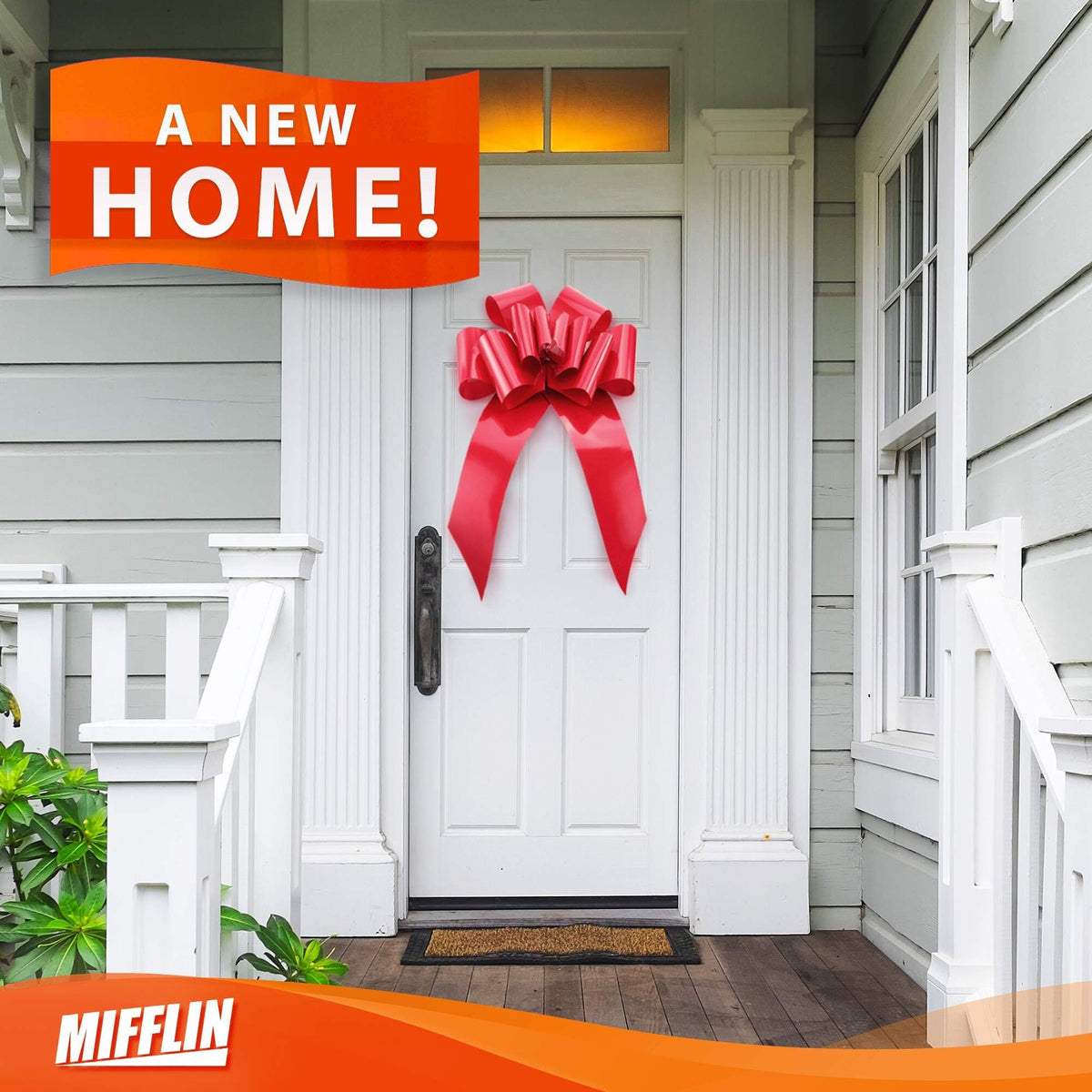 Mifflin - Big Car Bow - Matte Red, 30 Inch / 76 cm - Butterfly Shape Giant Gift Bow for Birthday, Christmas - Huge Car Décor w/ 2 Suction Cups 🍁 All In One Marketplace Canada