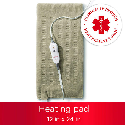 Sunbeam Premium King Size Heating Pad with Compact Storage - Moist Integrated Heating Pad for Pain Relief, 4 Heat Settings, 2 Hour Auto-Off, Beige - Available at All In One Marketplace Canada