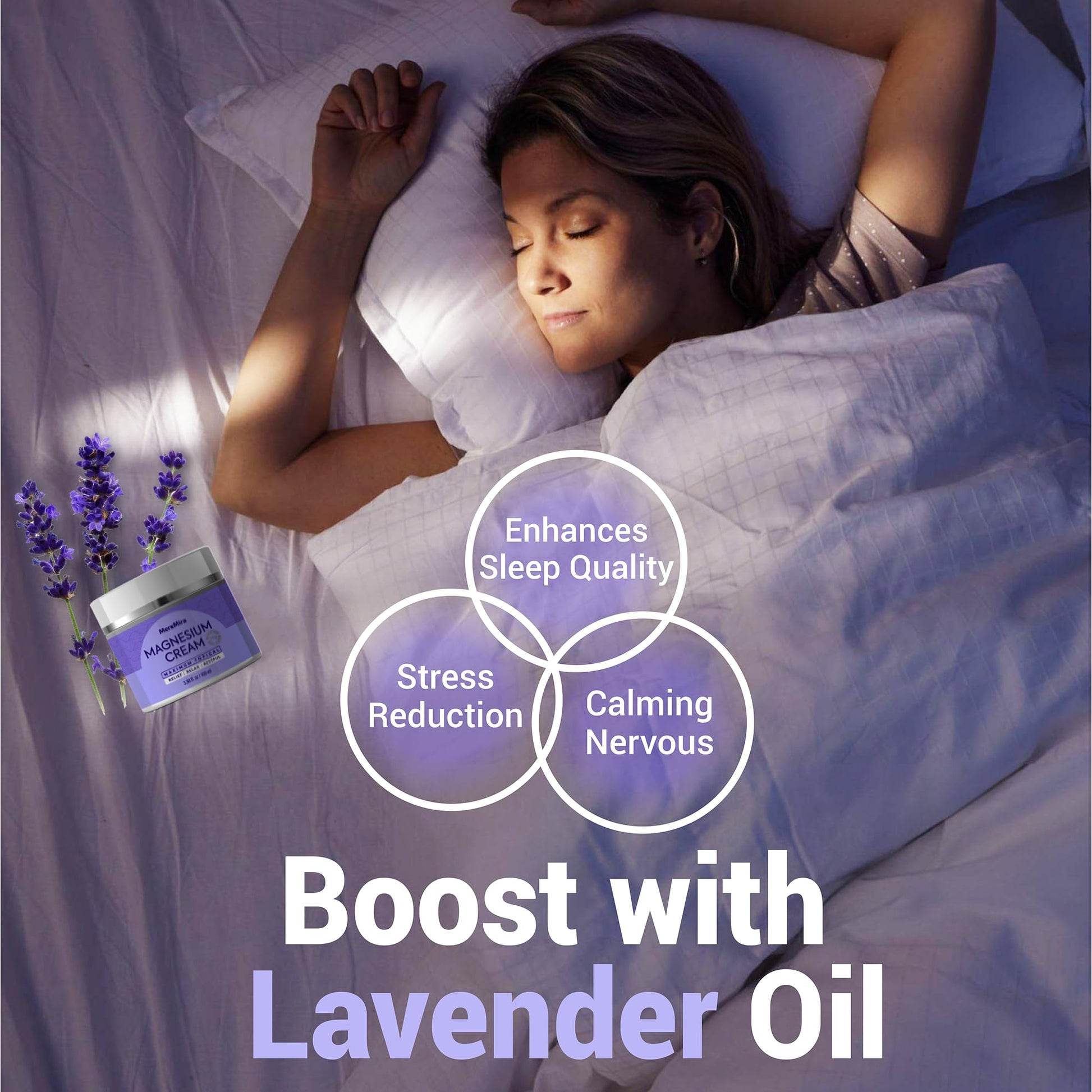 Magnesium Cream for Sleep & Muscle Relief: Topical Night Calming & Deep Relaxation - Restless Cramps Leg & Joint Care Lotion - Lavender 3.38 Fl. Oz. - Available at All In One Marketplace Canada