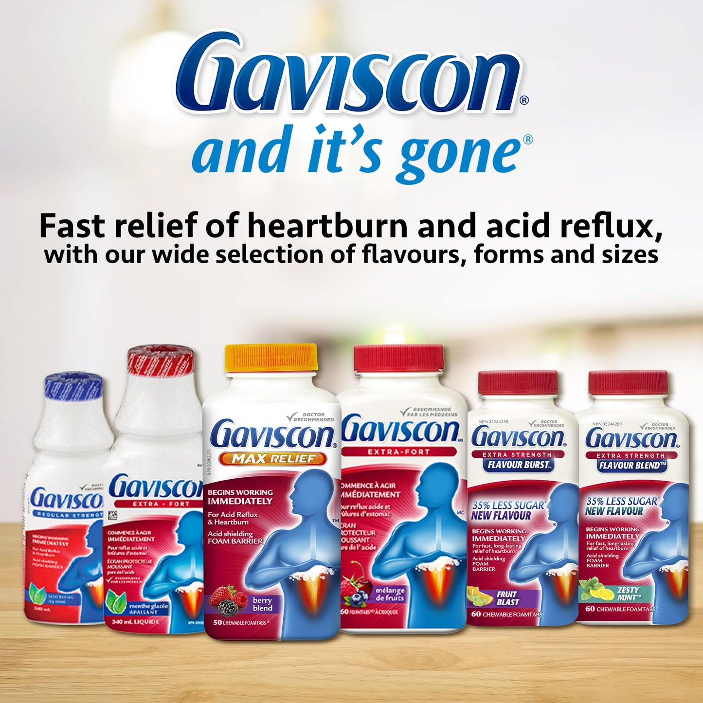 Gaviscon Extra Strength Tablets - 60 Count - Chewable Foaming Antacid Tablets for Day and Night Heartburn Relief, Acid Reflux and GERD relief, Butterscotch - Free of Aluminum, Lactose and Gluten 🍁 All In One Marketplace Canada