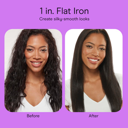 Conair Double Ceramic Hair Straightener Flat Iron with 1 Inch Floating Plates 5 Heat Settings up to 410°F Professional Styling Tool for Frizz-Free Straight Hair - Available at All In One Marketplace Canada