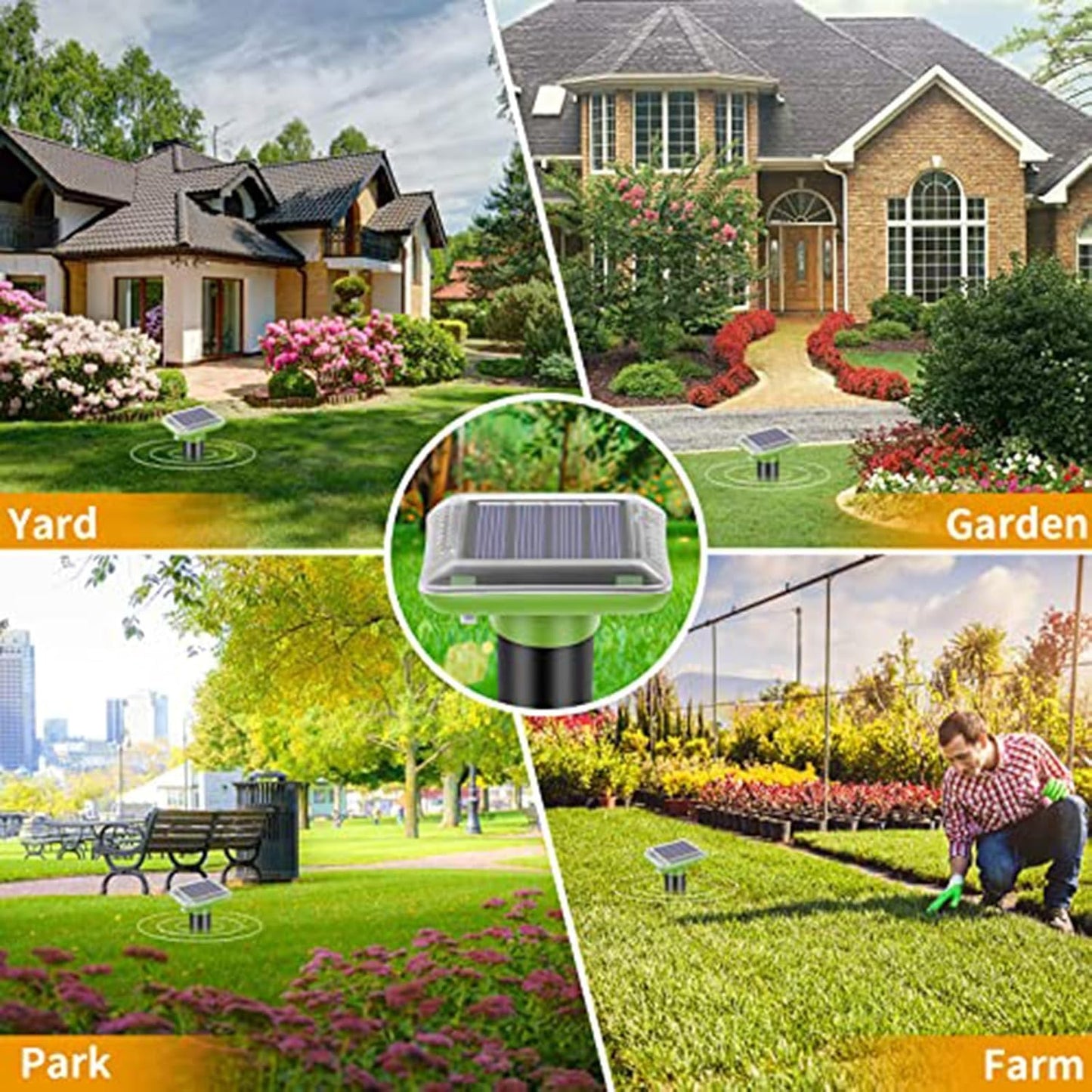 Solar-Powered Animal Ground Stakes 4 Pack, Waterproof Outdoor Yard Protector Accessories for Lawn, Yard and Garden (Green) - Available at All In One Marketplace Canada