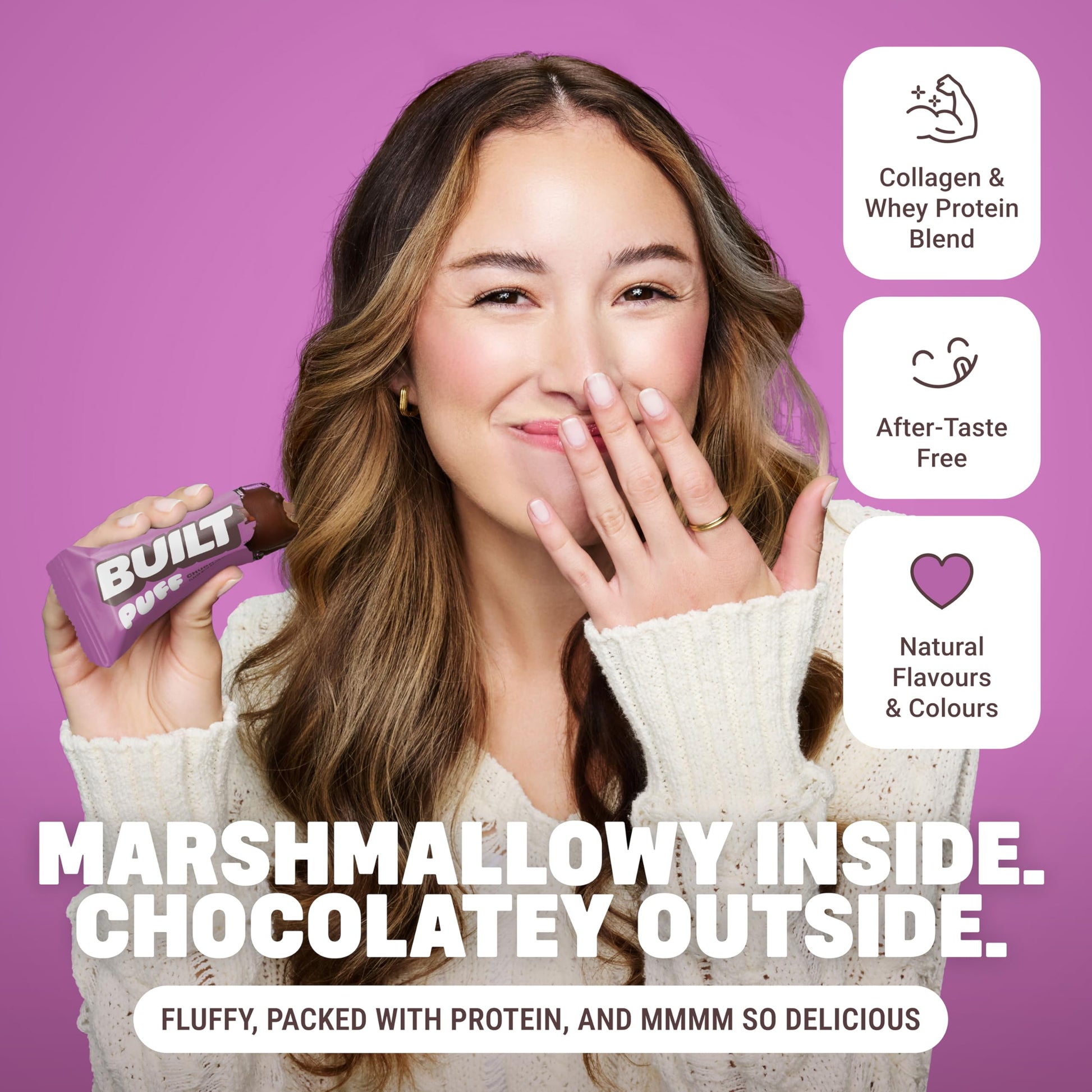 Built Bar 12-Pack Protein Bars - Churro Puff Flavor with Real Chocolate Coating
