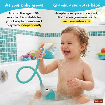 Yookidoo - Elephant Baby Bath Shower Head - Compact & Portable Baby Shower and Toy - Suitable for Newborns, Infants, and Toddlers - from Birth - Teal - 40212 - Available at All In One Marketplace Canada