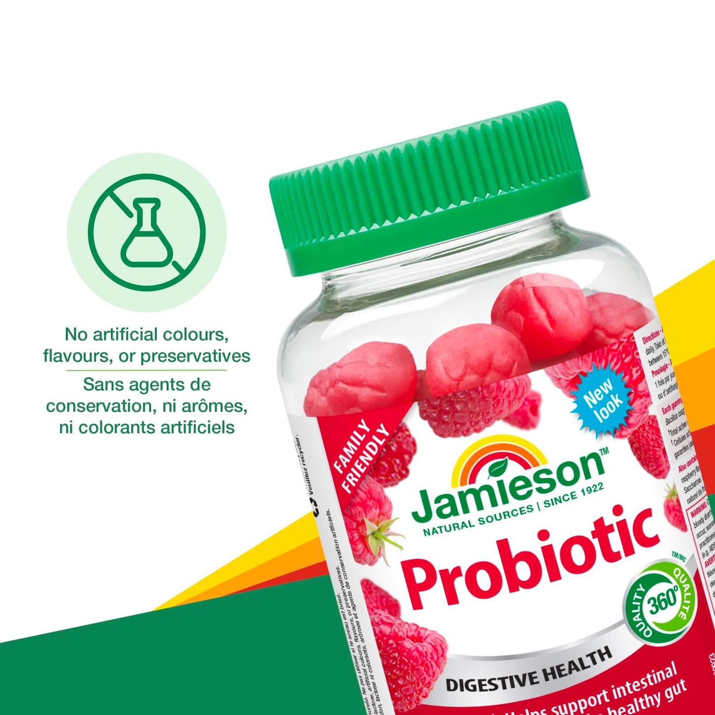 Jamieson Probiotic Gummy, 1 Billion CFU, Berry Blast Flavour, Family Friendly (3+). 45 Gummies. Improves Digestive Health, Supports a Healthy Microbiome, No Artificial Colours or Flavours - Available at All In One Marketplace Canada