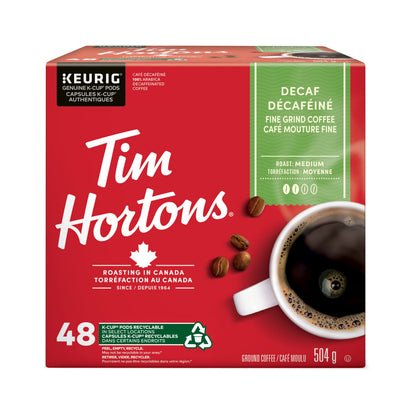 Tim Hortons Decaf Coffee K-Cup Pods, Medium Roast, 48 Pack