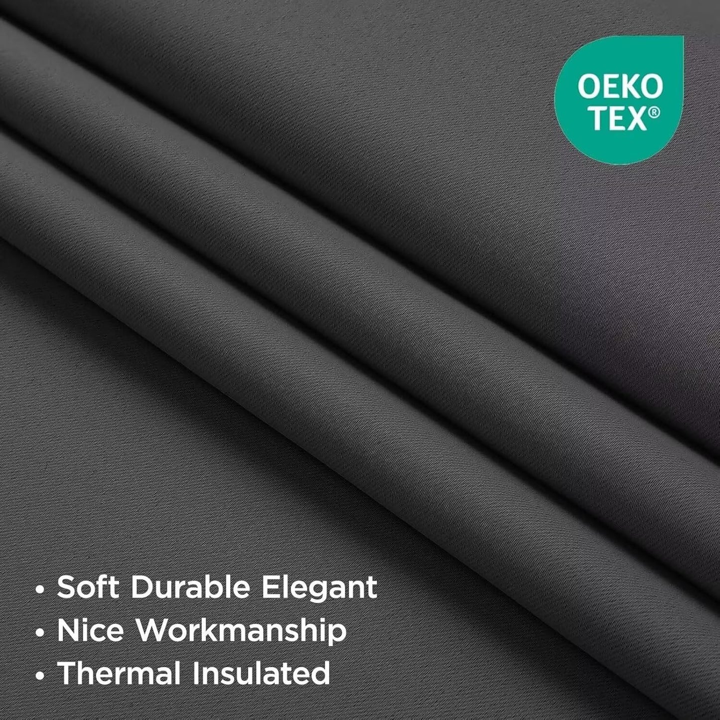 Joydeco Blackout Curtains for Bedroom 2 Panels Set (52"W x 84"L, Dark Grey) Joydeco