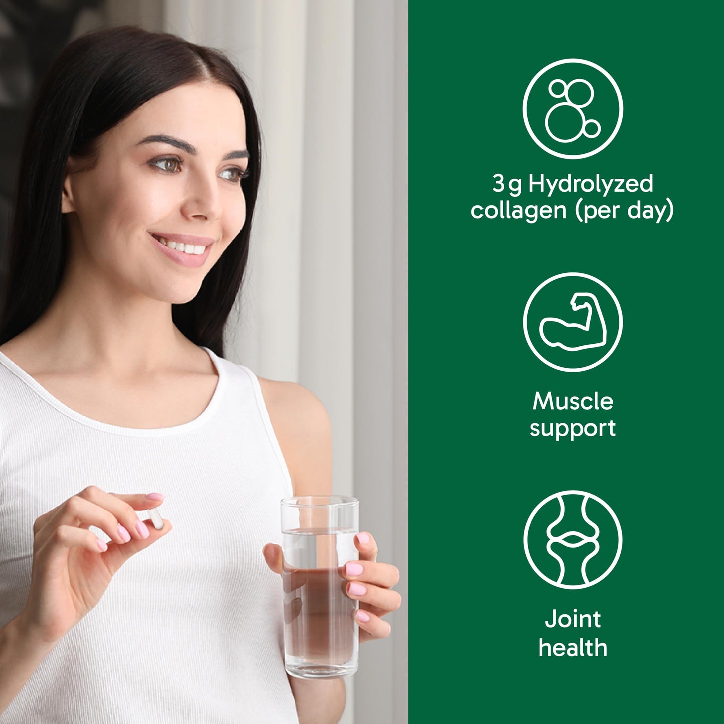 Organika Enhanced Collagen Protein Capsules - For Healthy Hair, Skin, Nails, Joints - Hydrolyzed For Better Absorption – Grass-Fed, Non-GMO - 240 Capsules Organika