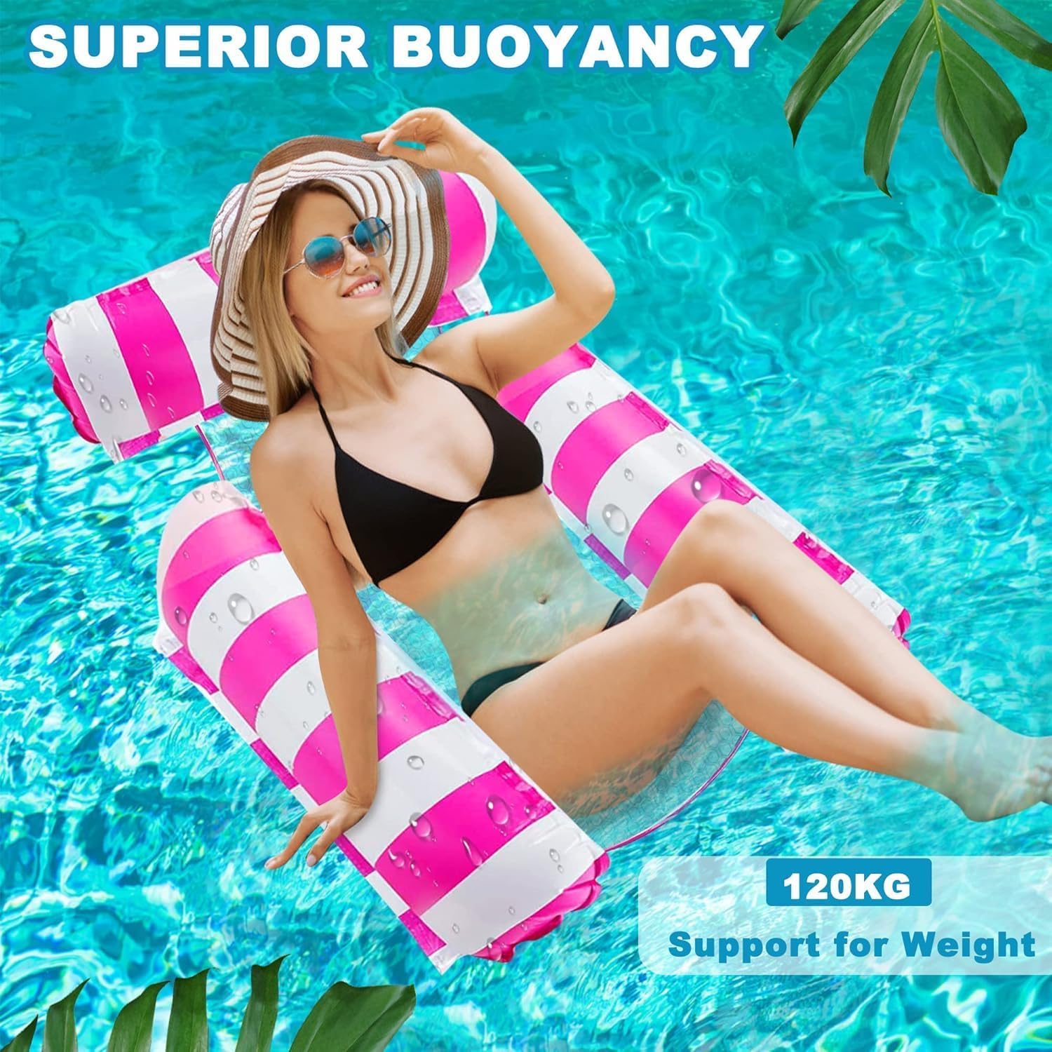 3 Pack 300 LB Water Floaties,Inflatable Pool Float Chair for Adults Swim Floating Party Vacation Fun and Rest (Blue & Dark Blue & Rose red)