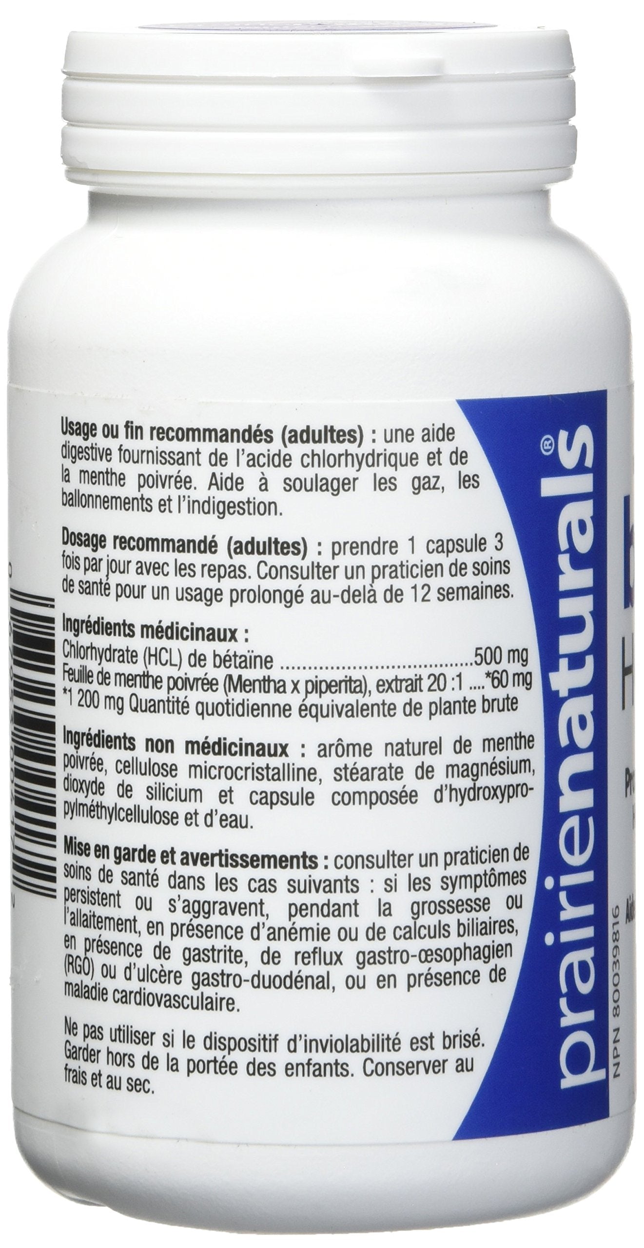 Prairie Naturals Betaine HCL 500mg VCaps - 120 Count Prairie Naturals