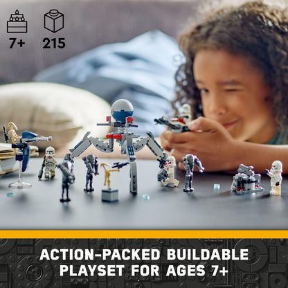 LEGO Star Wars Clone Trooper & Battle Droid Battle Pack Set for Kids, Buildable Toy Speeder Bike Vehicle, Tri-Droid and Defensive Post, Collectible, Gift for Boys and Girls Aged 7 and Up, 75372 LEGO