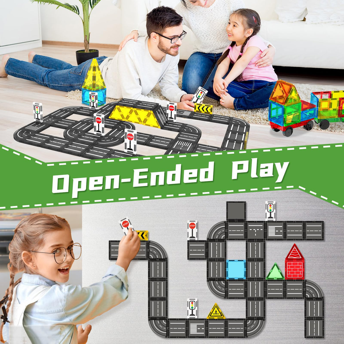 Feoxialy Magnetic Tiles Road Building Blocks for Kids Magnet Tiles Set Toys 🍁 All In One Marketplace Canada