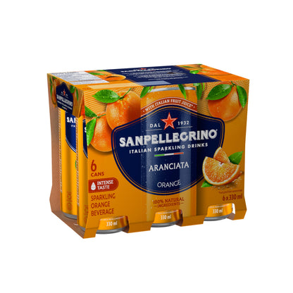 San Pellegrino Naturali Aranciata Orange Sparkling Beverage, 330 mL Cans (24-Pack)