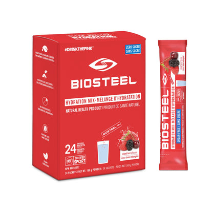 BioSteel Hydration Mix Mixed Berry - 24 Single Serving Packets | Sugar-Free Canadian Sports Drink