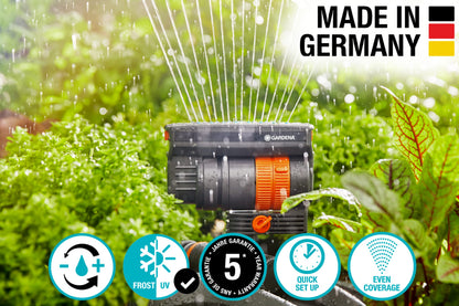 Gardena 69-84BZMX Frost-Proof ZoomMaxx Oscillating Sprinkler with Timer, 2,300 Sq. Ft., Weighted Base, Includes Water Timer, Made in Germany 🍁 All In One Marketplace Canada
