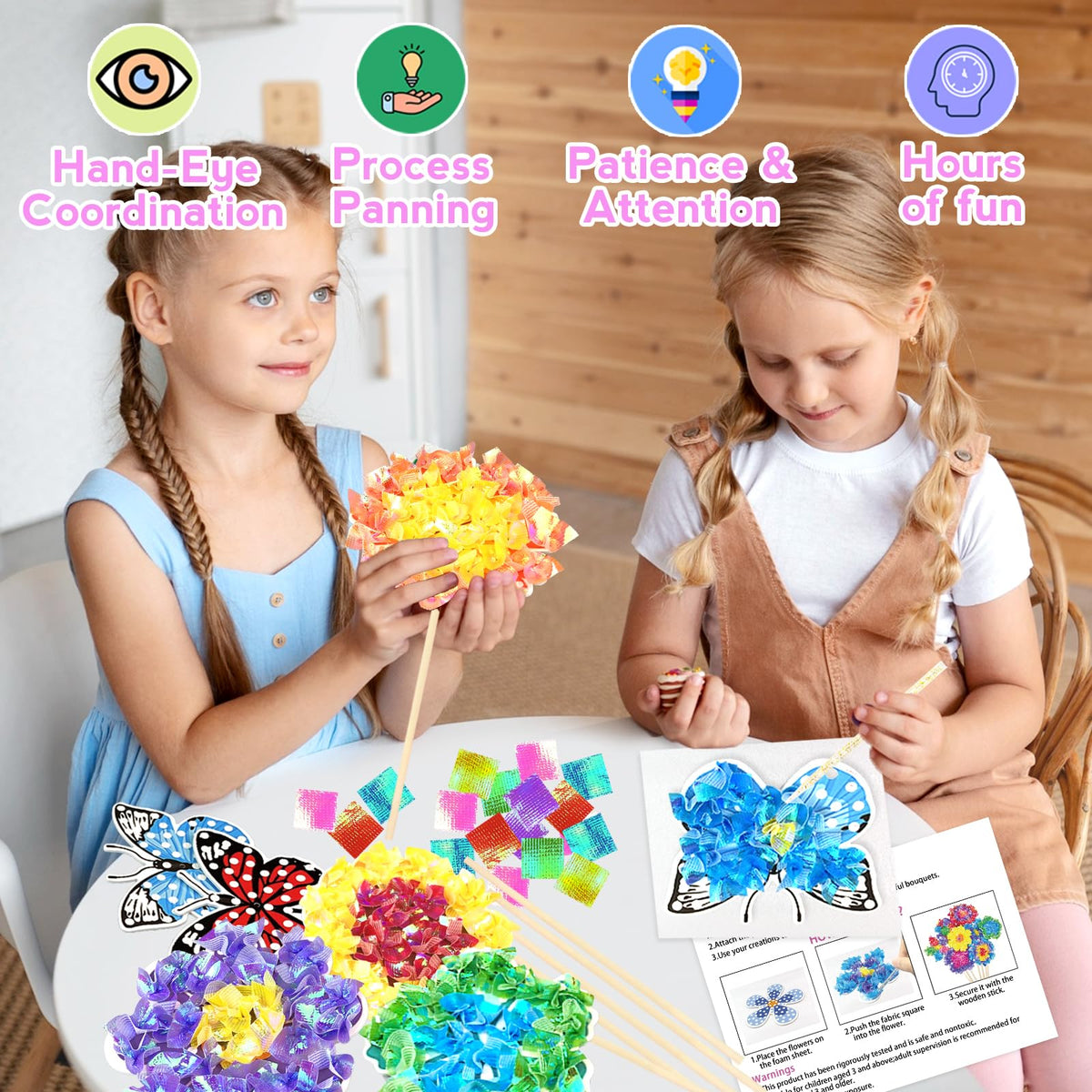 Poke in Fun Art Flower Bouquet Craft Kits for Kids,with 10 Flowers & 2 Butterflies,Arts and Crafts,Mess-Free Craft,DIY Art Activity Birthday Christmas Gifts Ideas for Girls & Boys Ages 4 5 6 7 8 9+ 🍁 All In One Marketplace Canada