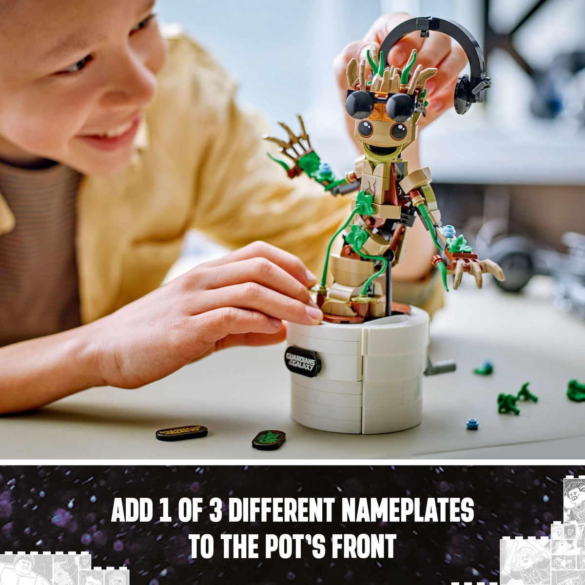LEGO Marvel Dancing Groot, Guardians of The Galaxy Toy, Buildable Birthday Gift, Marvel Toy, Super Hero Hand-Operated Interactive Playset, Marvel Gift for Kids, Animated Groot Figure, 76297