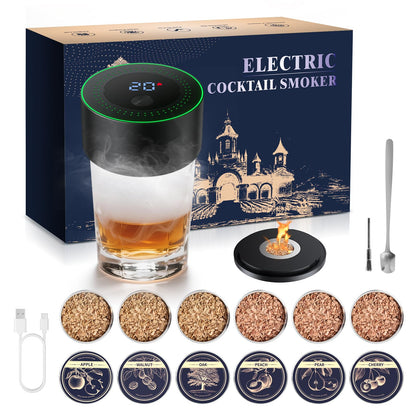 AMZSEAT Electric Whiskey Smoker Kit-Rechargeable Cocktail Smoker Set with 6 Wood Chips-Unique Bourbon Ideal Christmas, Birthday, Gifts for Men, Dad, Husband-Dusk Black 🍁 All In One Marketplace Canada