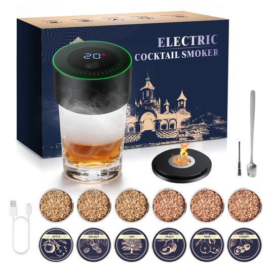 AMZSEAT Electric Whiskey Smoker Kit-Rechargeable Cocktail Smoker Set with 6 Wood Chips-Unique Bourbon Ideal Christmas, Birthday, Gifts for Men, Dad, Husband-Dusk Black 🍁 All In One Marketplace Canada