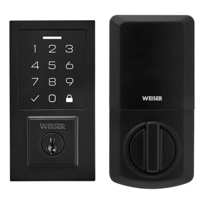Weiser SmartCode Matte Black Keyless Entry Door Lock/Deadbolt Lock, 10-Button Touchpad Door Lock with Backlit Keypad, Up to 50 User Codes, Electronic Door Locks for Front Door, Modern Home Décor Weiser