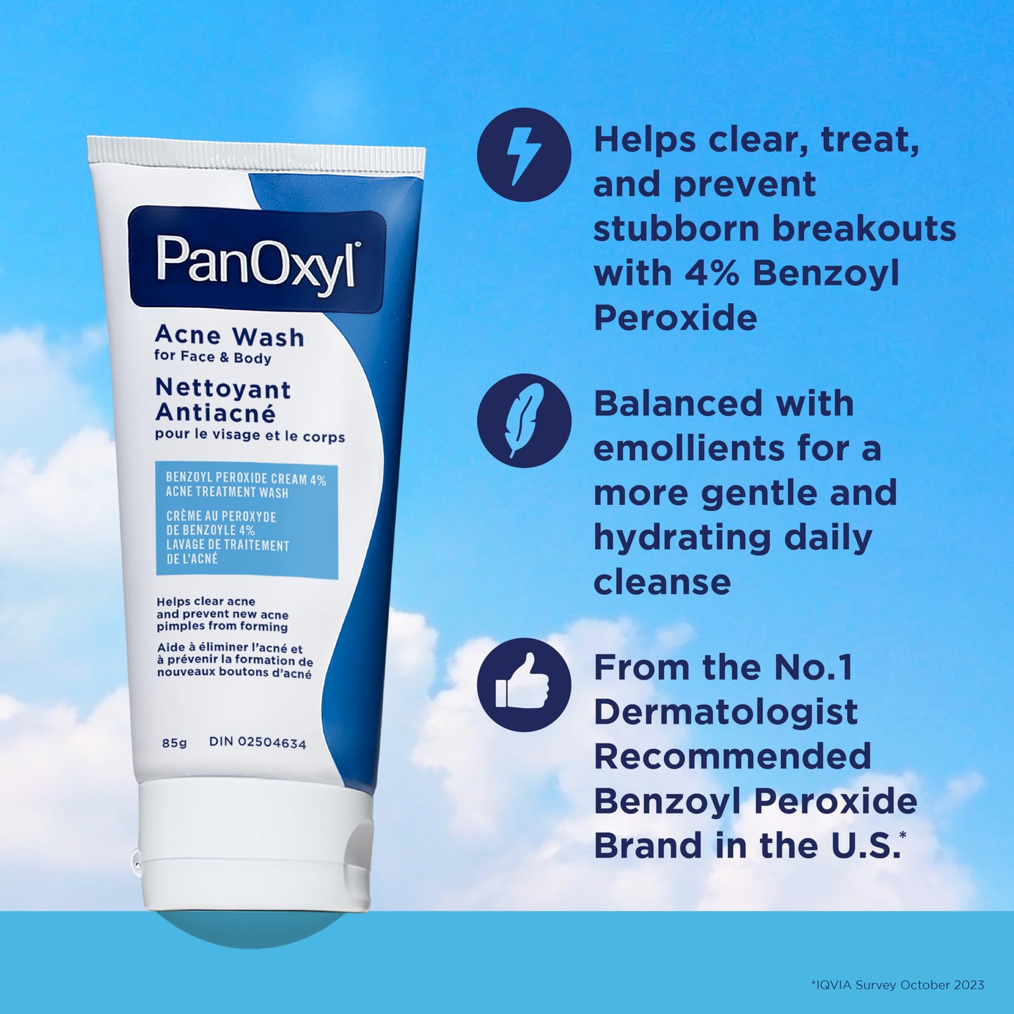 PanOxyl Acne Wash, 4% Benzoyl Peroxide, For Face & Body, 85g, Pack of 2 🍁 All In One Marketplace Canada