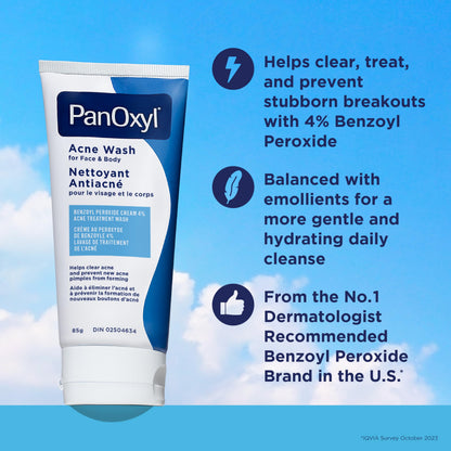 PanOxyl Acne Wash, 4% Benzoyl Peroxide, For Face & Body, 85g, Pack of 2 🍁 All In One Marketplace Canada