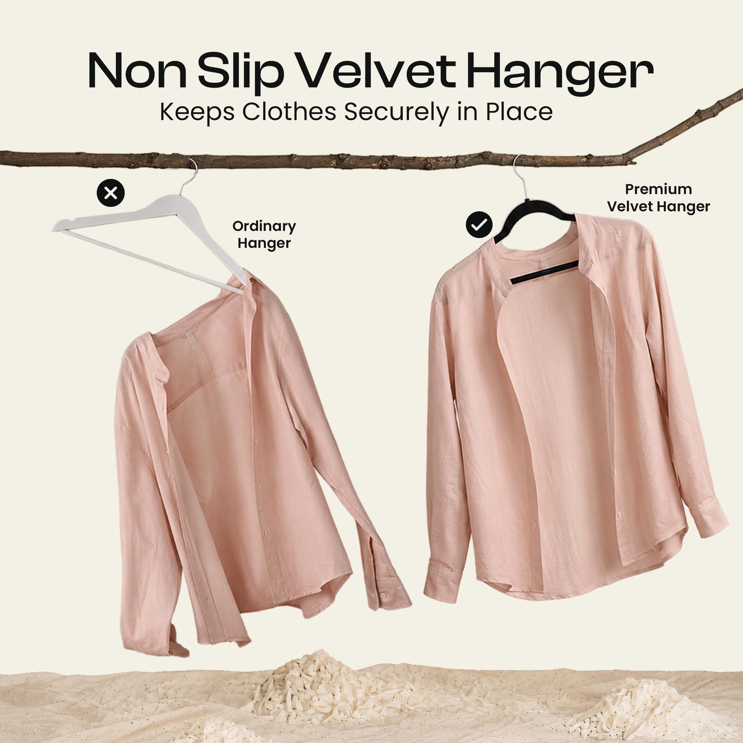 Utopia Home Velvet Hangers 30 Pack, Heavy Duty, Non-Slip, Space Saving Felt Clothes Hangers with 360° Hook & Notches (Black)