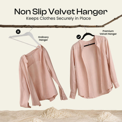 Utopia Home Velvet Hangers 30 Pack, Heavy Duty, Non-Slip, Space Saving Felt Clothes Hangers with 360° Hook & Notches (Black)
