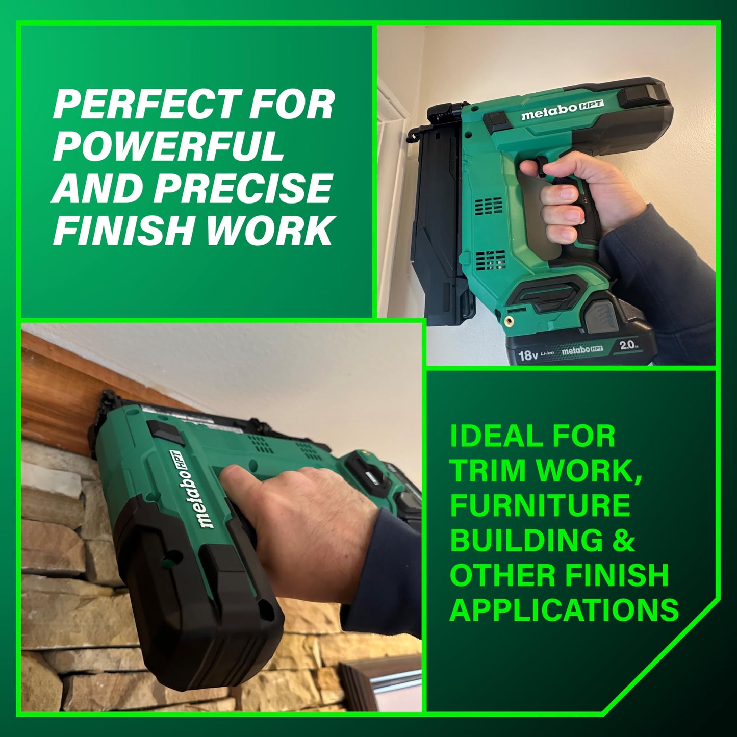 Metabo HPT 18V MultiVolt™ 18-Ga Compact Cordless Brad Nailer Kit, Includes 1-18V 2.0 Ah Battery, NT1850DGM Metabo HPT