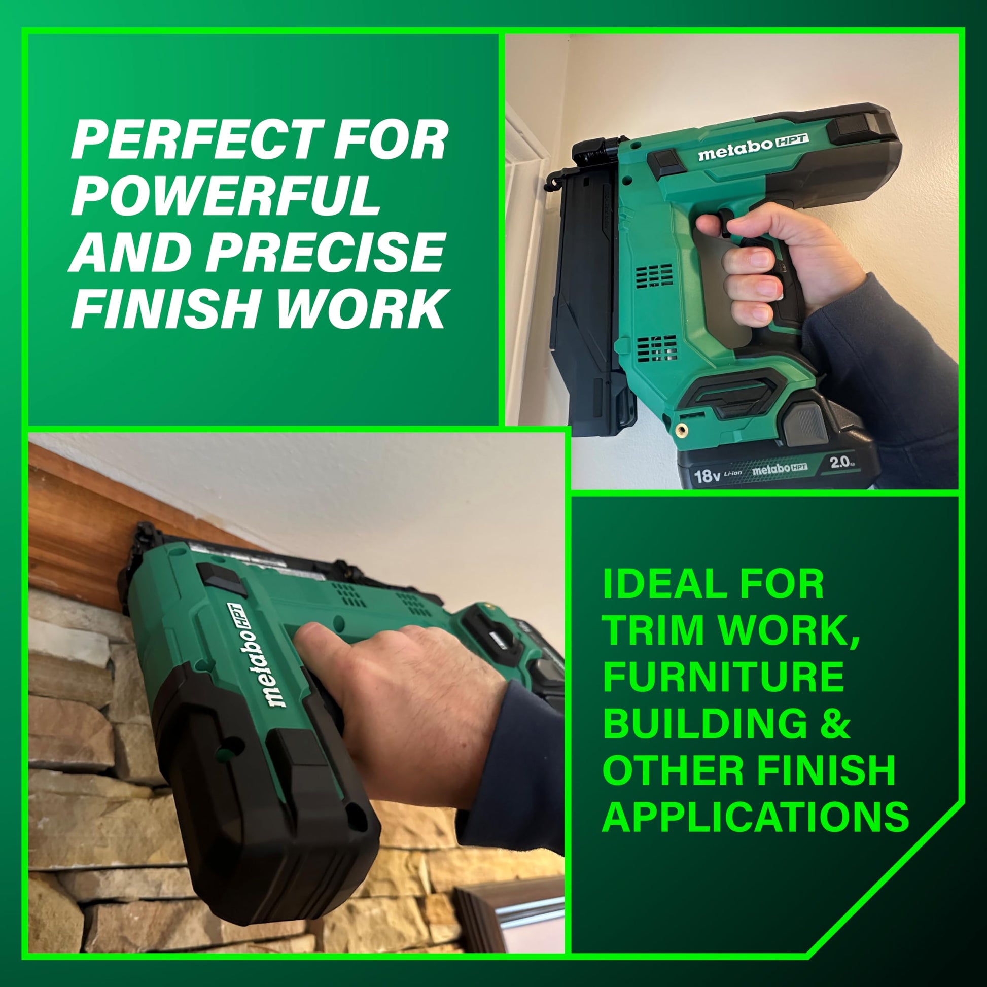 Metabo HPT 18V MultiVolt™ 18-Ga Compact Cordless Brad Nailer Kit, Includes 1-18V 2.0 Ah Battery, NT1850DGM Metabo HPT