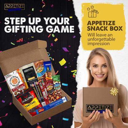 Beef Jerky Gift Box for Men - Carnivore Snack Basket with Birthday Card