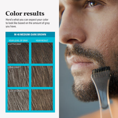 Just For Men Mustache & Beard, Beard Dye for Men with Brush Included for Easy Application, With Biotin Aloe and Coconut Oil for Healthy Facial Hair, Medium-Dark Brown, M-40 (3 Count)