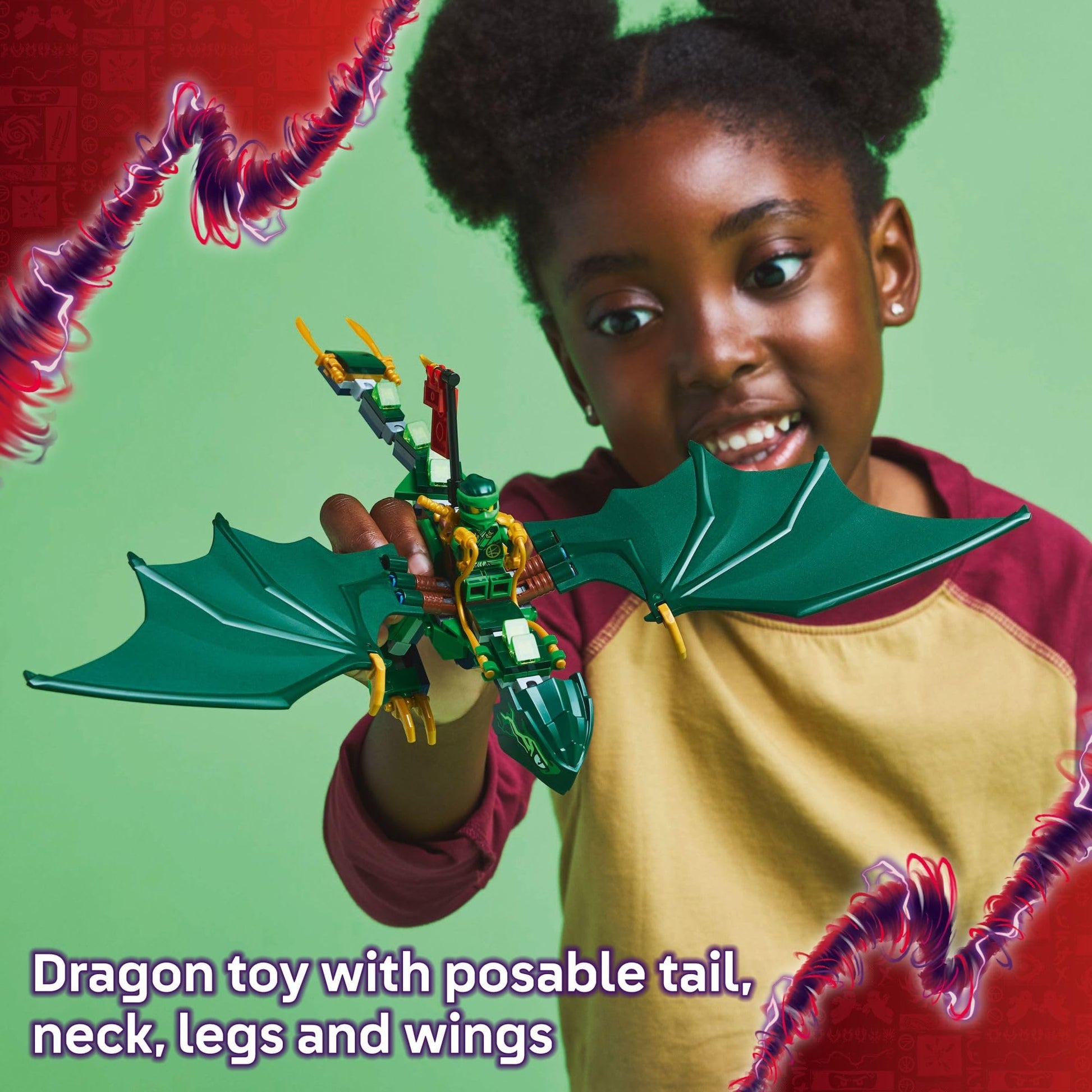 LEGO NINJAGO Lloyd's Green Forest Dragon Toy - Pretend Play Building Toy for Boys and Girls, Ages 6+ - Dragon Figurine with 2 Minifigures for Kids - Gift Idea for Birthdays - 71829