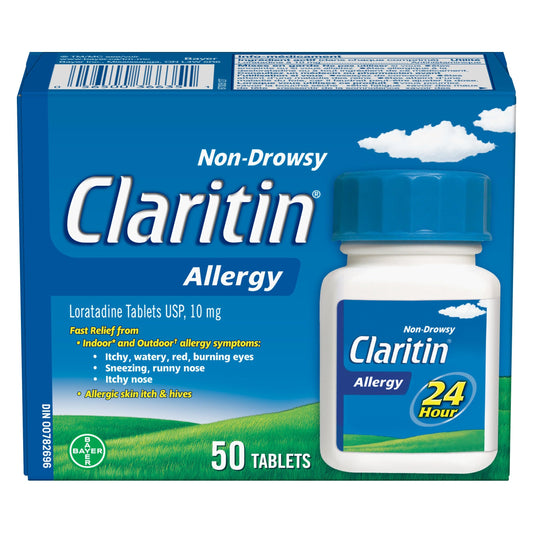 Claritin Allergy Medicine, 24-Hour Non-Drowsy Relief 10 mg, 50 Tablets - Available at All In One Marketplace Canada