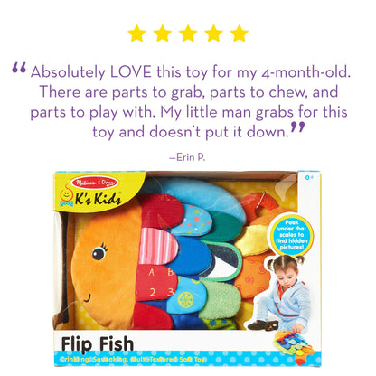 Melissa & Doug K’s Kids, Flip Fish Stuffed Animal, Soft Baby Book, Multi-Textured Squeaking & Crinkling Infant Sensory Toys for Babies with Baby Mirror, Tummy Time Toys for Infants Ages 0–9 Months 🍁 All In One Marketplace Canada Melissa & Doug
